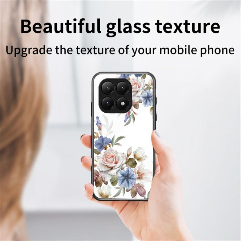 Cover Til Xiaomi 15t Pro Blomsterprintet Hærdet Glas