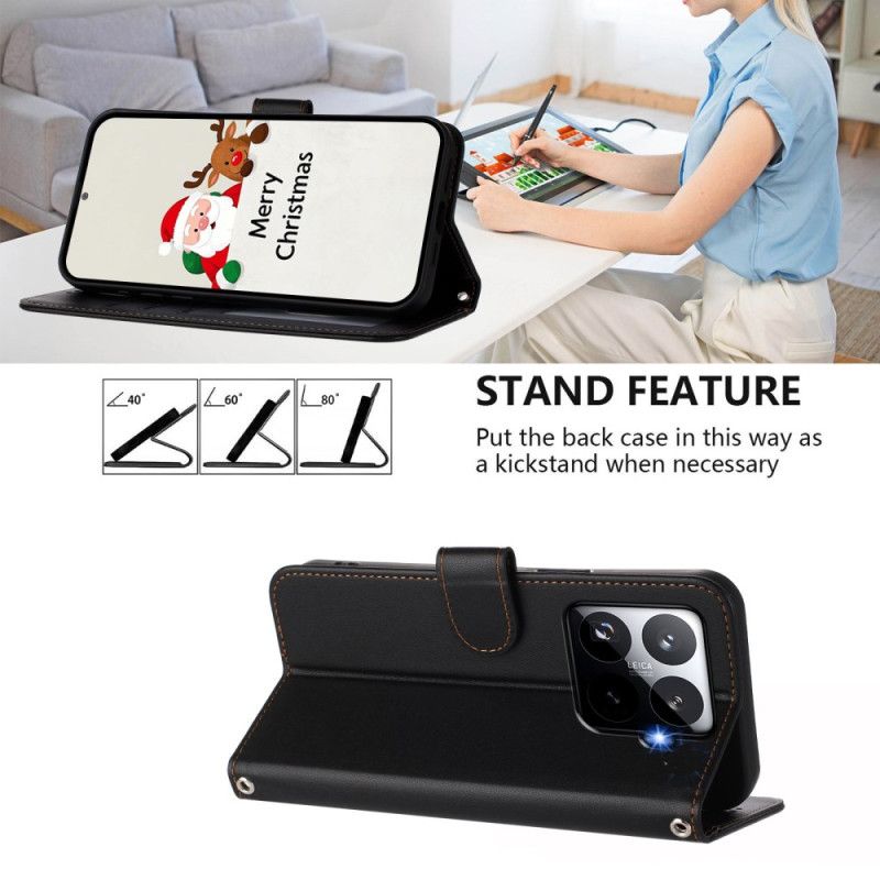 Flip Cover Til Xiaomi 15t Pro Magsafe Lædereffekt Med Rem