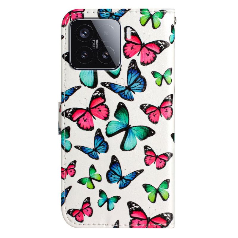 Flip Cover Xiaomi 15t Pro Farverige Sommerfugle