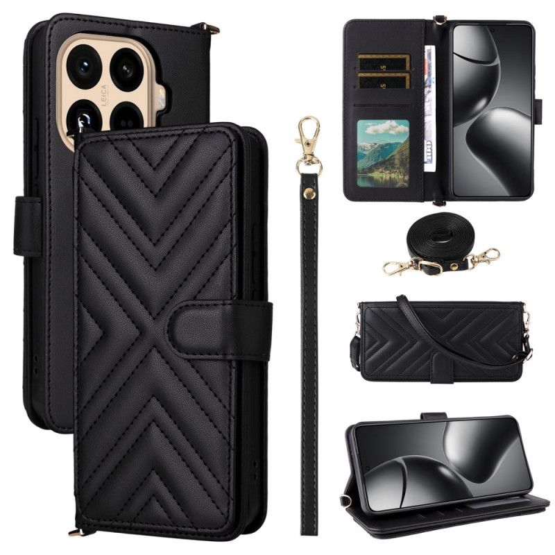 Flip Cover Xiaomi 15t Pro Quiltet Med Rem Og Håndledsrem