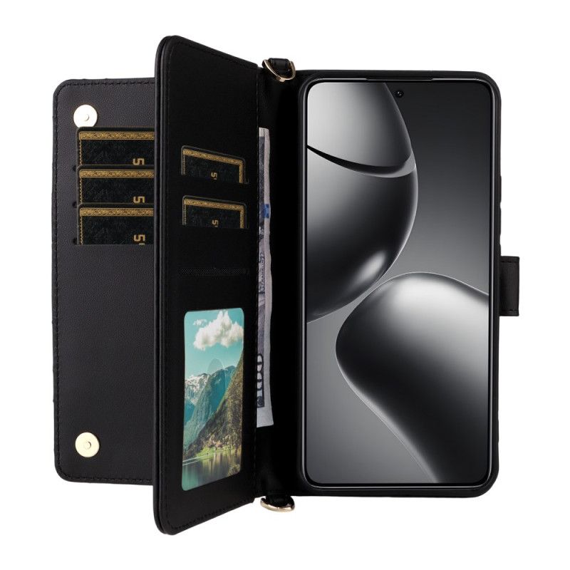 Flip Cover Xiaomi 15t Pro Quiltet Med Rem Og Håndledsrem