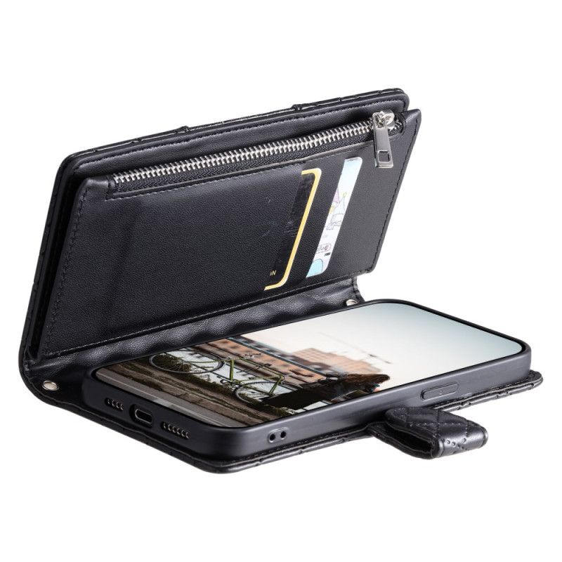 Læder Cover Xiaomi 15t Pro Quiltet Med Lynlåslomme