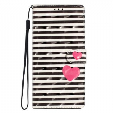 Læder Cover Xiaomi 15t Pro Striber Og Hjerte