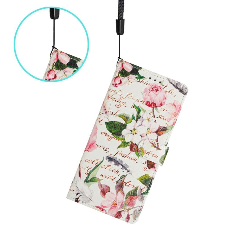 Læder Cover Xiaomi 15t Pro Telefon Etui Grønne Blade Og Blomster