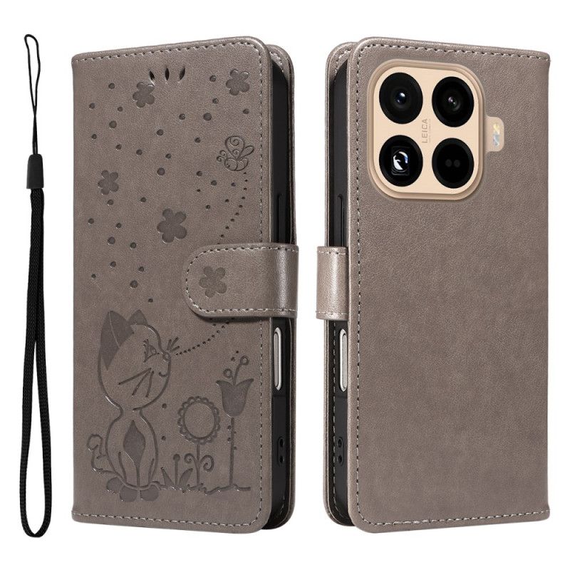 Læder Cover Xiaomi 15t Pro Telefon Etui Kat Og Bi