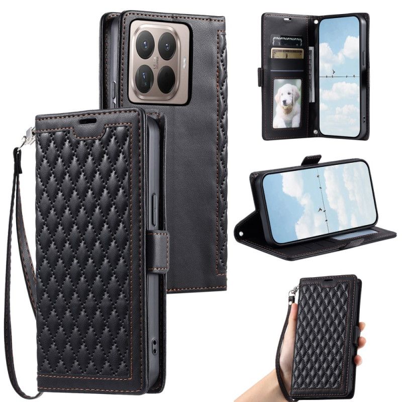 Læder Cover Xiaomi 15t Pro Telefon Etui Quiltet Med Rem