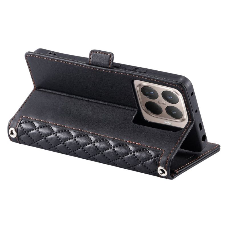 Læder Cover Xiaomi 15t Pro Telefon Etui Quiltet Med Rem