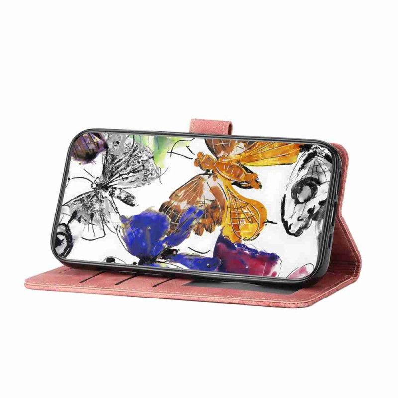 Læder Cover Xiaomi 15t Pro Telefon Etui Sommerfugle Med Ruskindseffekt