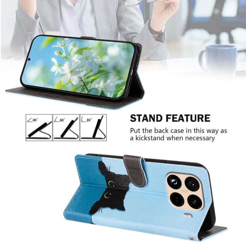 Læder Cover Xiaomi 15t Pro Telefon Etui Sort Kat