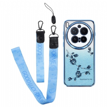 Cover Vivo X300 Pro Remme Med Blomster Og Rhinsten