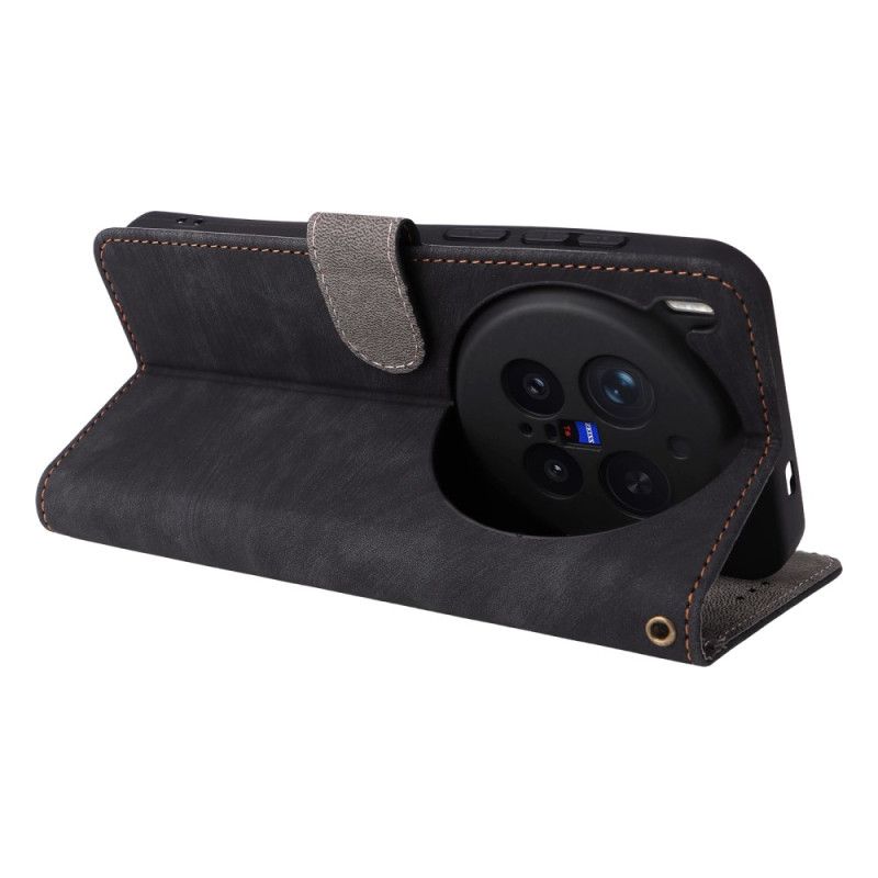 Flip Cover Til Vivo X300 Pro Rfid-beskyttelse Med Lædereffekt