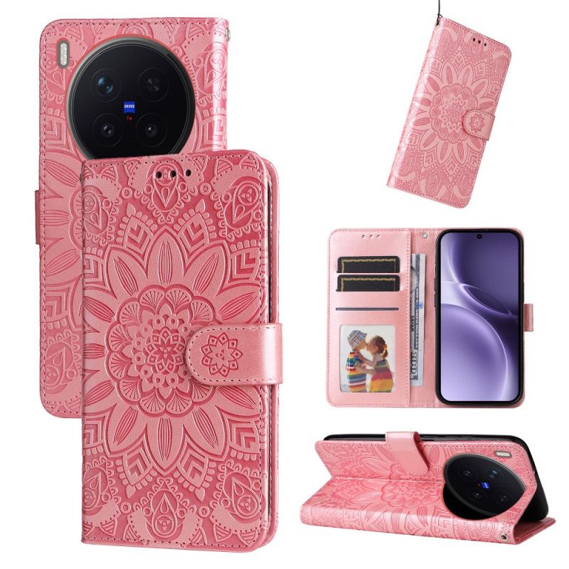 Læder Cover Vivo X300 Pro Telefon Etui Solsikkemønster