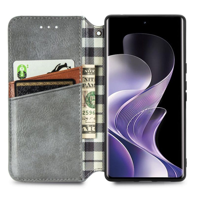 Flip Cover Vivo V40 5g Diamantmønster Ruskindseffekt