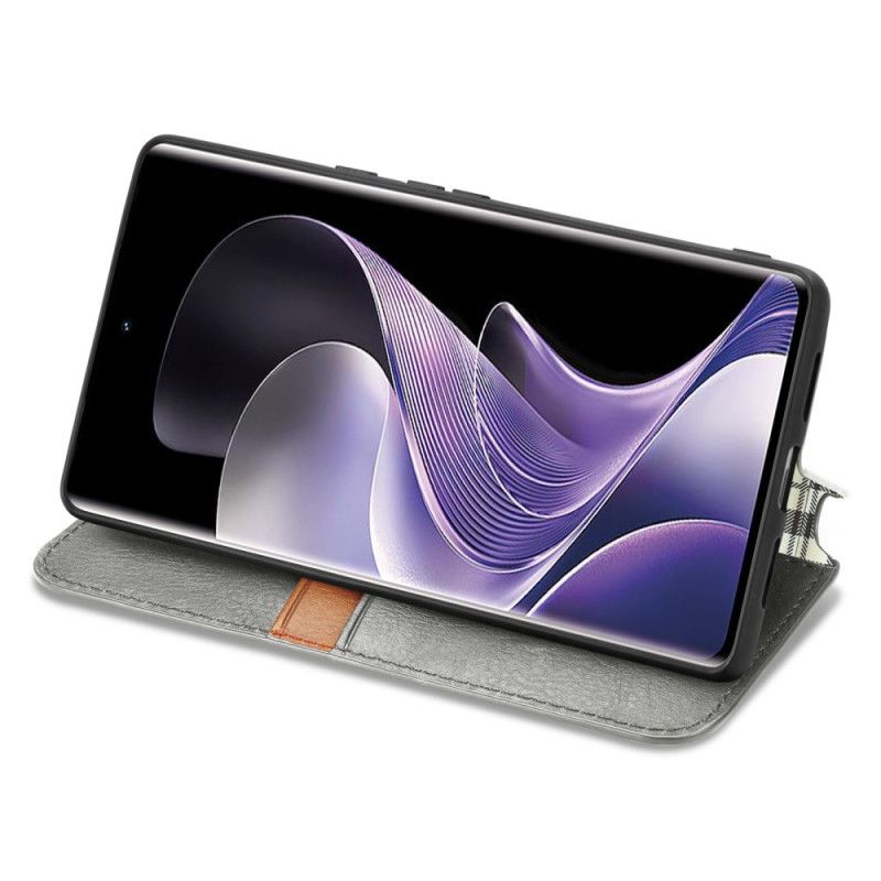 Flip Cover Vivo V40 5g Diamantmønster Ruskindseffekt