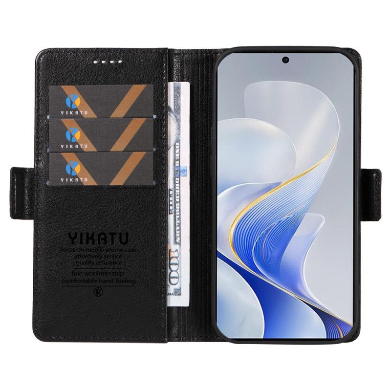 Flip Cover Vivo V40 5g Lychee-tekstur Yikatu