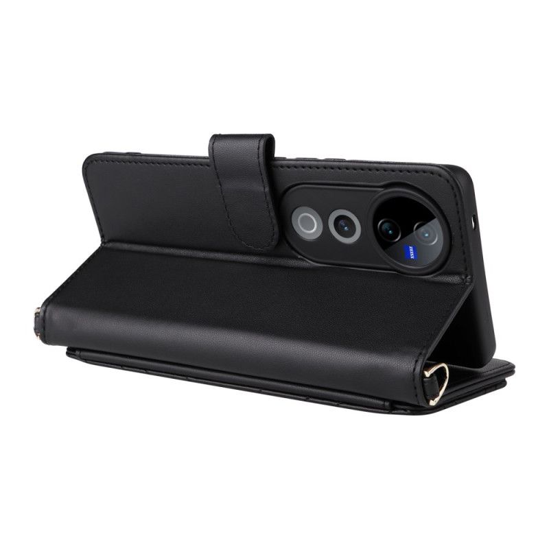 Flip Cover Vivo V40 5g Quiltet Med Rem Og Skulderrem