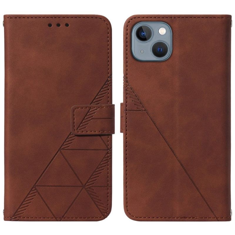 Flip Cover iPhone 13 Geometrisk Design Lædereffekt