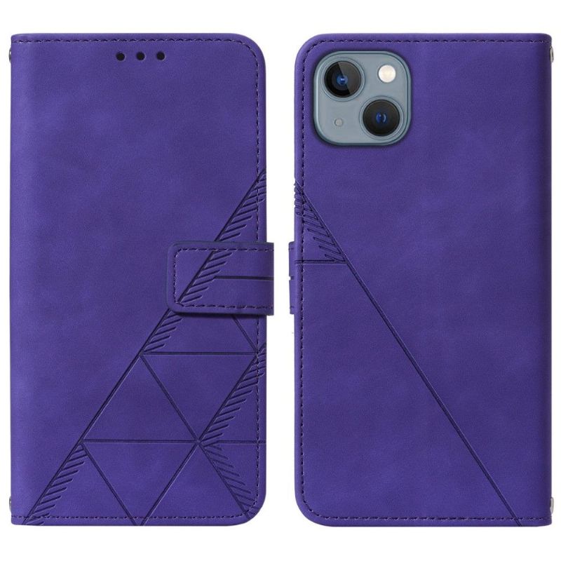 Flip Cover iPhone 13 Geometrisk Design Lædereffekt