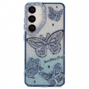 Cover Til Samsung Galaxy S26 Plus 3d-sommerfugle Og Rhinsten