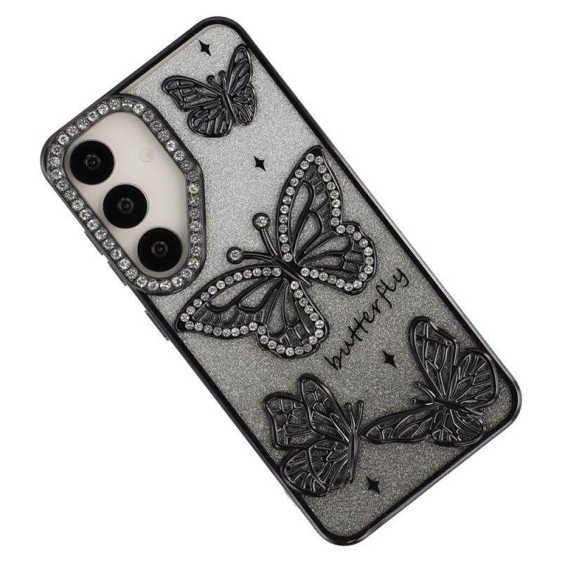 Cover Til Samsung Galaxy S26 Plus 3d-sommerfugle Og Rhinsten