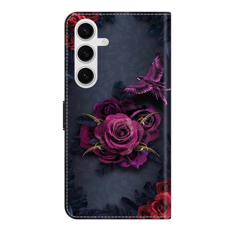 Flip Cover Samsung Galaxy S26 Plus Lysende Lilla Blomster