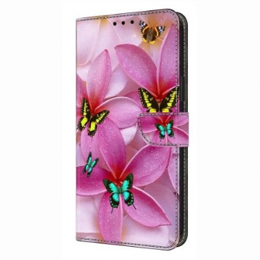 Flip Cover Samsung Galaxy S26 Plus Lyserøde Blomstersommerfugle