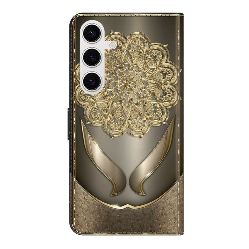 Flip Cover Samsung Galaxy S26 Plus Skinnende Guldblomster