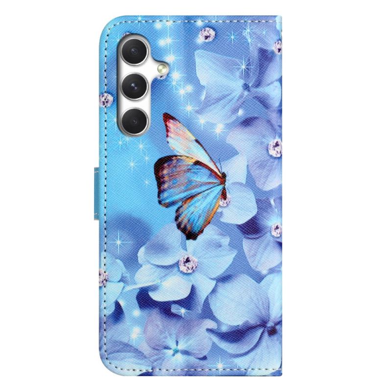 Flip Cover Samsung Galaxy S26 Plus Sommerfugle Og Diamanter