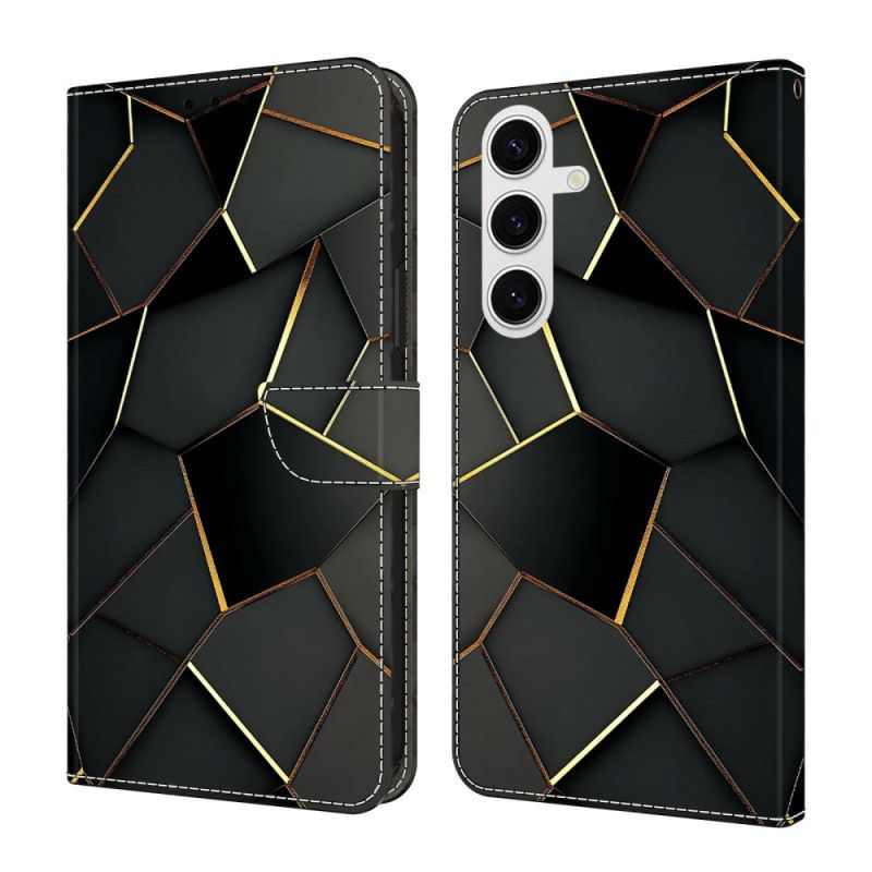 Flip Cover Samsung Galaxy S26 Plus Sort Og Guld Mønster