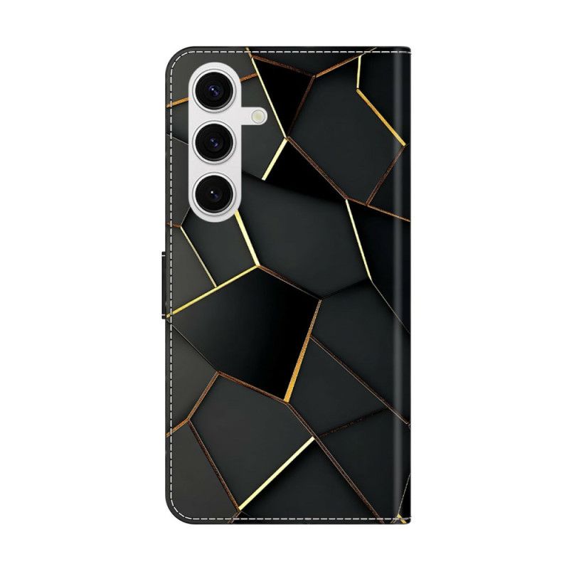Flip Cover Samsung Galaxy S26 Plus Sort Og Guld Mønster