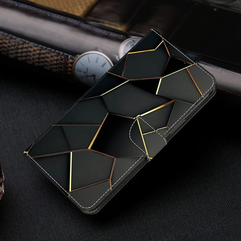 Flip Cover Samsung Galaxy S26 Plus Sort Og Guld Mønster