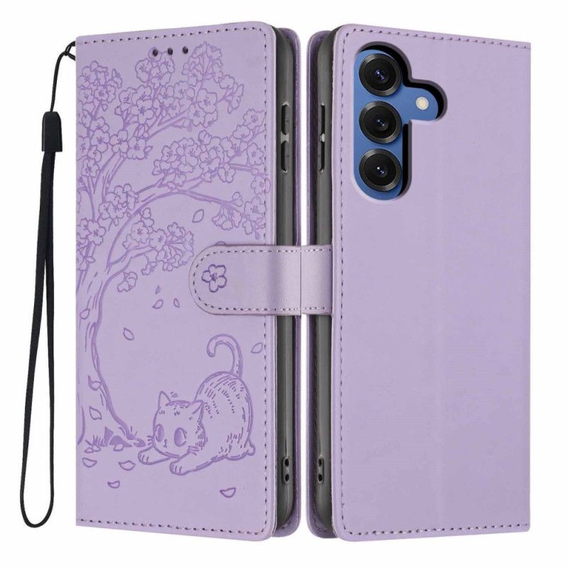 Flip Cover Samsung Galaxy S26 Plus Træ- Og Kattemønster