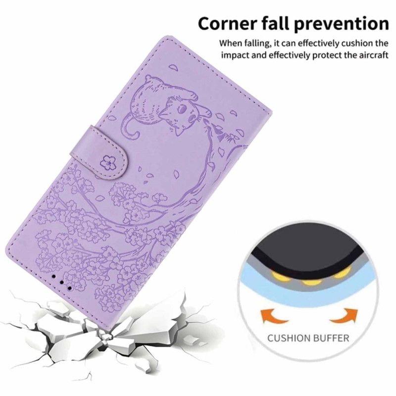 Flip Cover Samsung Galaxy S26 Plus Træ- Og Kattemønster