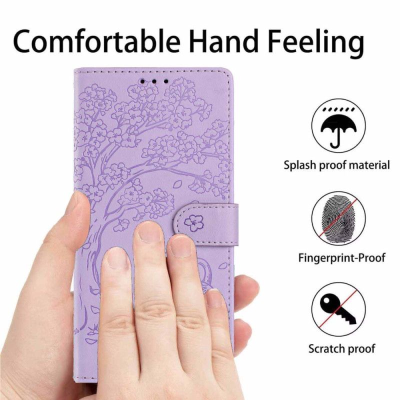 Flip Cover Samsung Galaxy S26 Plus Træ- Og Kattemønster