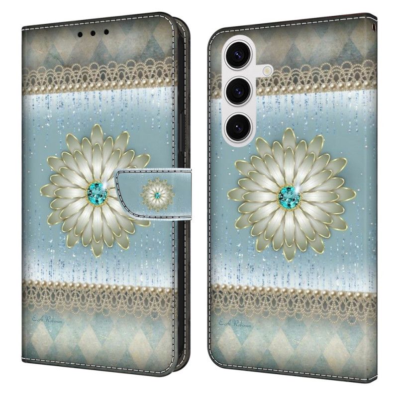 Flip Cover Til Samsung Galaxy S26 Plus Blå Diamantblomst