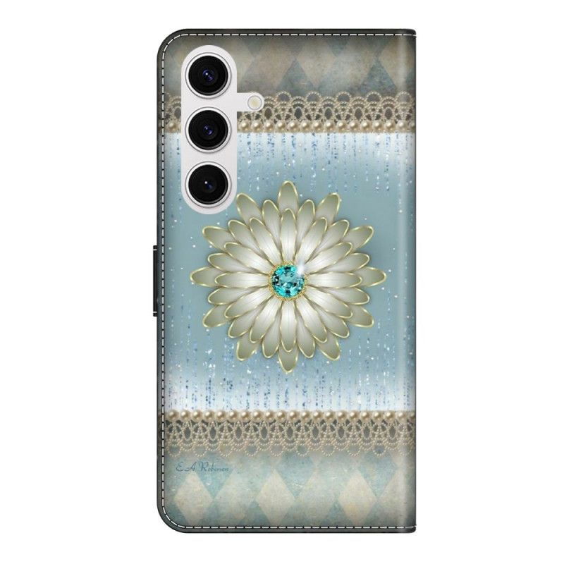 Flip Cover Til Samsung Galaxy S26 Plus Blå Diamantblomst