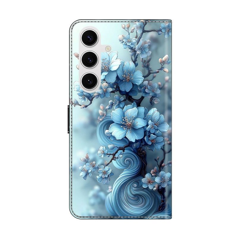 Flip Cover Til Samsung Galaxy S26 Plus Isblå Blomster