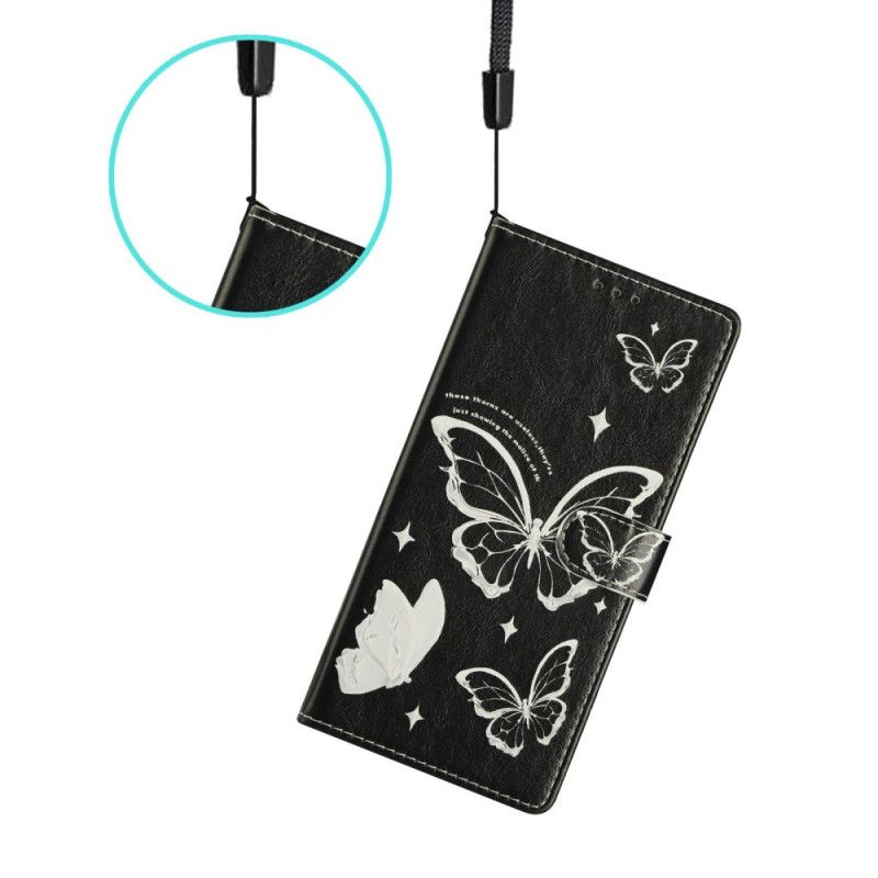 Flip Cover Til Samsung Galaxy S26 Plus Sorte Og Hvide Sommerfugle