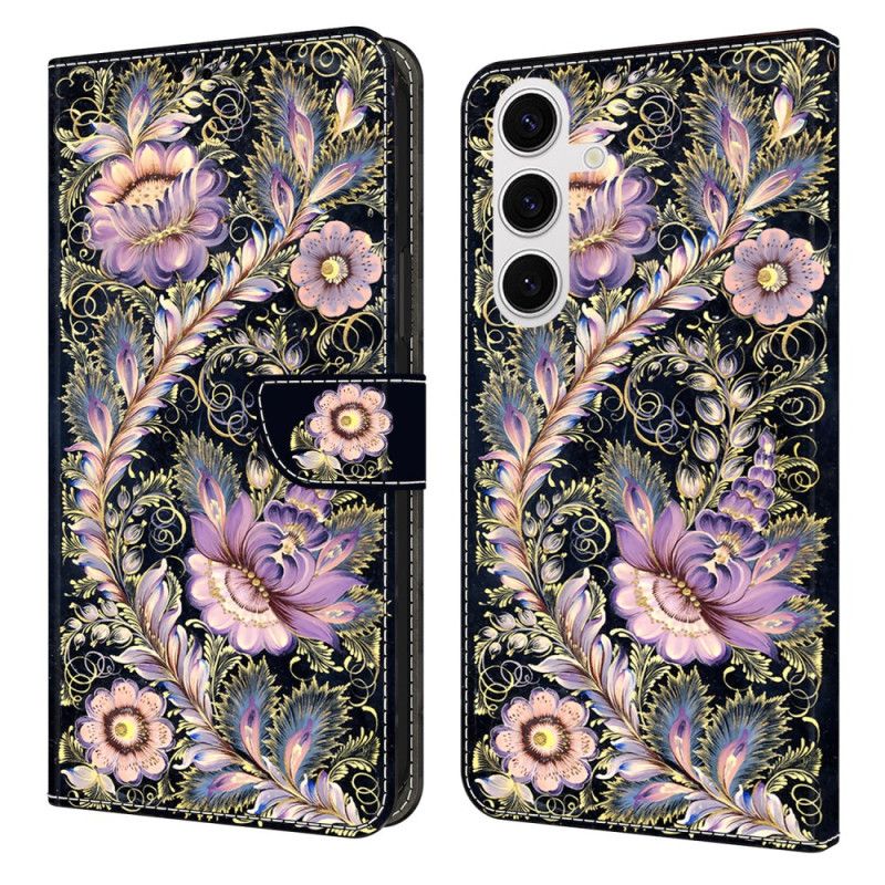 Flip Cover Til Samsung Galaxy S26 Plus Vintage Guld Nålemønster