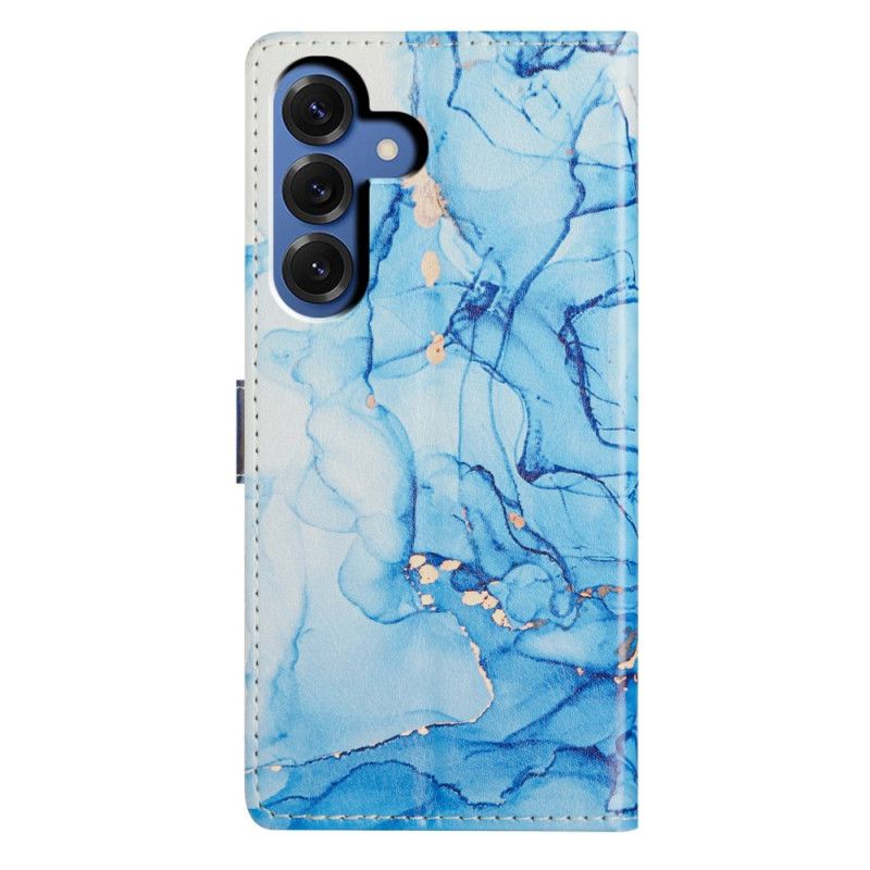 Læder Cover Samsung Galaxy S26 Plus Blå Marmormønster
