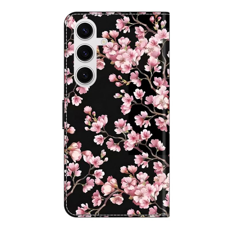 Læder Cover Samsung Galaxy S26 Plus Telefon Etui Ferskenblomster
