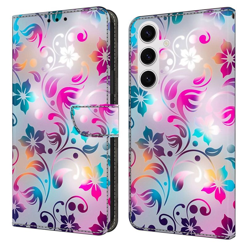 Læder Cover Samsung Galaxy S26 Plus Telefon Etui Håndlavede Blomster