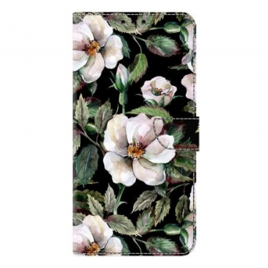 Læder Cover Samsung Galaxy S26 Plus Telefon Etui Hvidt Blomstermotiv