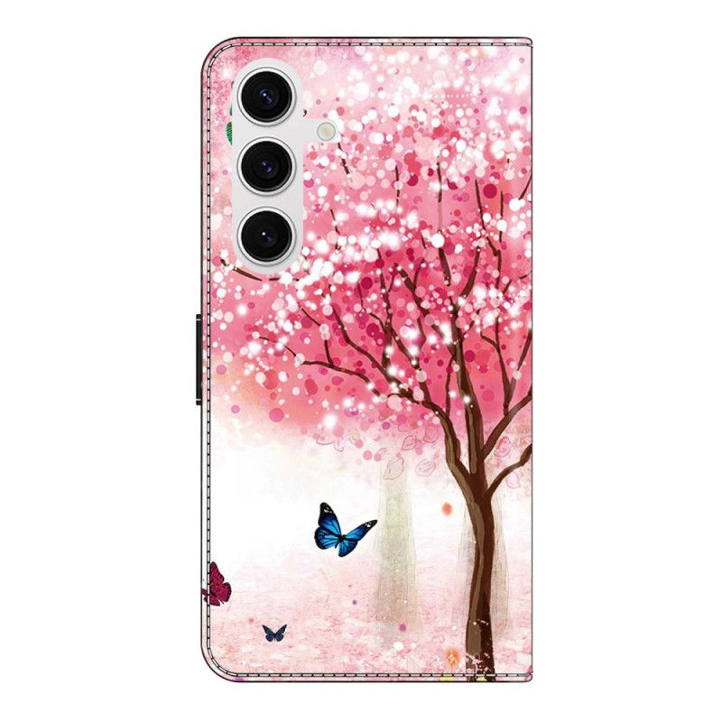 Læder Cover Samsung Galaxy S26 Plus Telefon Etui Kirsebærblomster