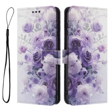 Læder Cover Samsung Galaxy S26 Plus Telefon Etui Lilla Roser