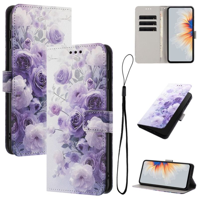 Læder Cover Samsung Galaxy S26 Plus Telefon Etui Lilla Roser