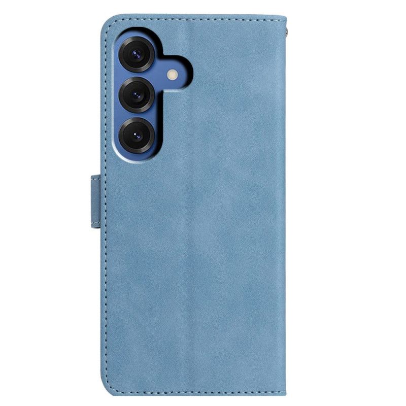 Læder Cover Samsung Galaxy S26 Plus Telefon Etui Sommerfugl Og Blomstertryk