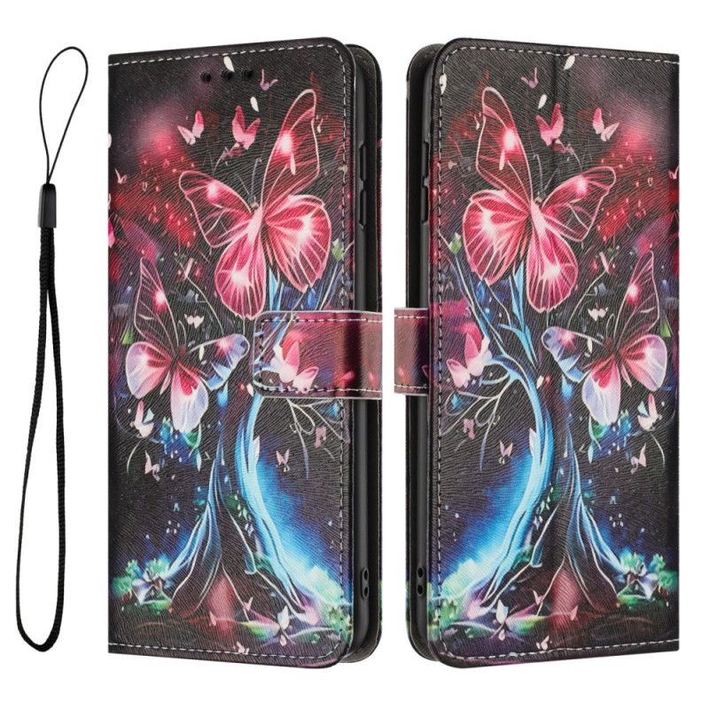 Læder Cover Samsung Galaxy S26 Plus Telefon Etui Sommerfugletræ
