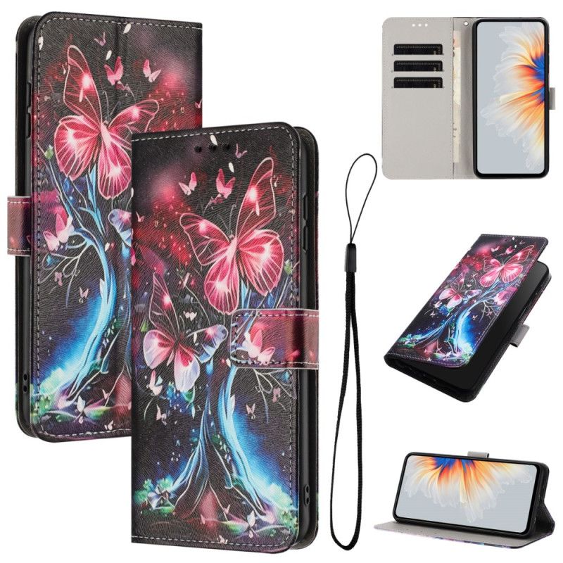 Læder Cover Samsung Galaxy S26 Plus Telefon Etui Sommerfugletræ