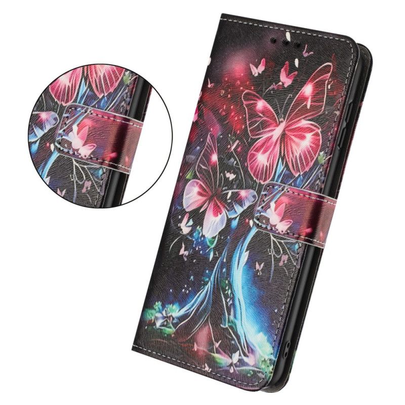 Læder Cover Samsung Galaxy S26 Plus Telefon Etui Sommerfugletræ